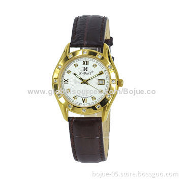 Gold Case Stress Stainless Steel Wristwatch, Quartz Movement, 3ATM Waterproof